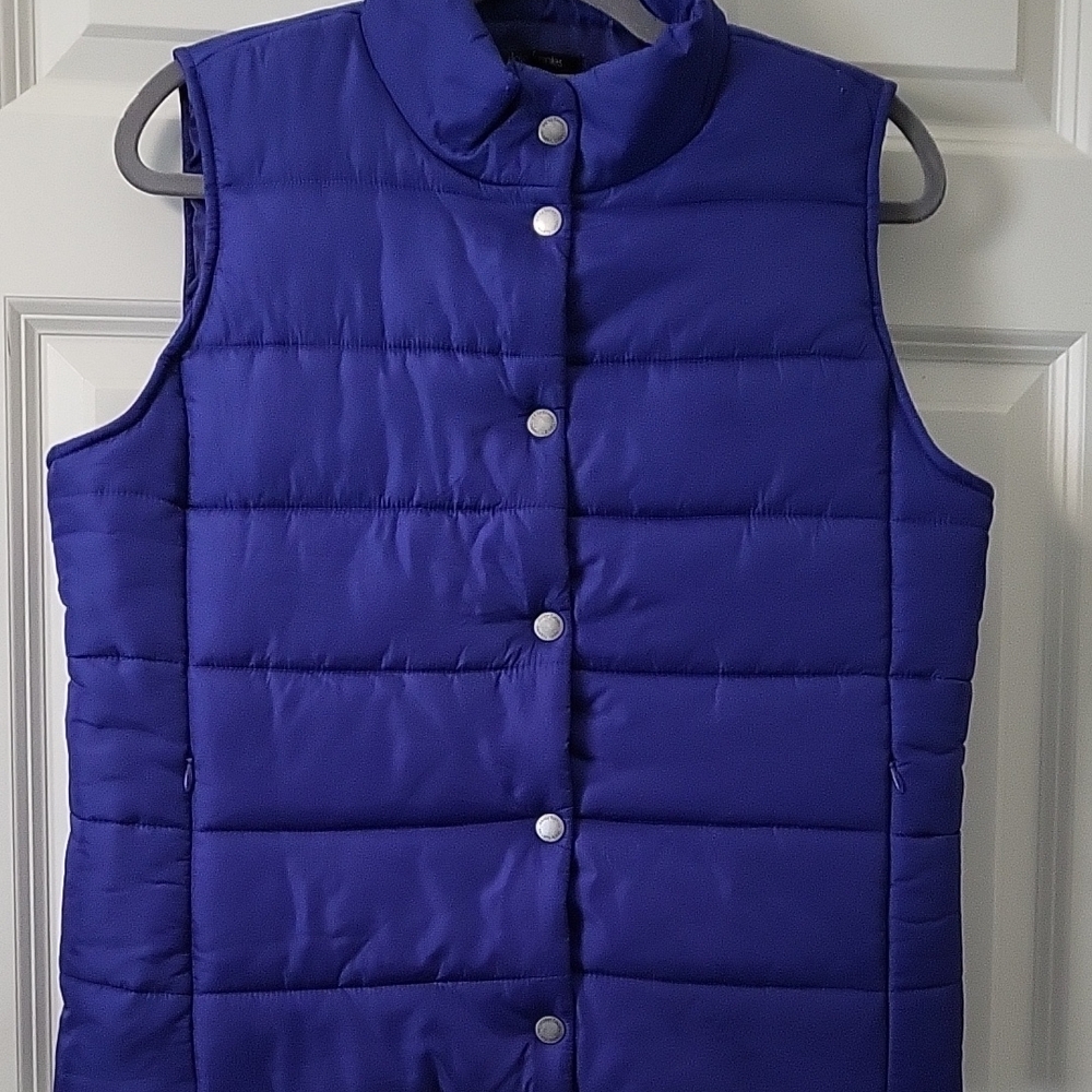 Daisy Fuentes Blue Puffer Vest With Snaps Sz M - Picture 3 of 10